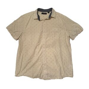 Roundtree & Yorke Beige/Off White-Toned Shirt with Blue Details Size Large